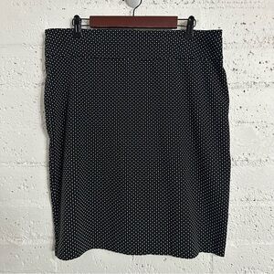 SOHO Apparel Womens Pencil Skirt L Black White Polka Dot Stretch Knee Length